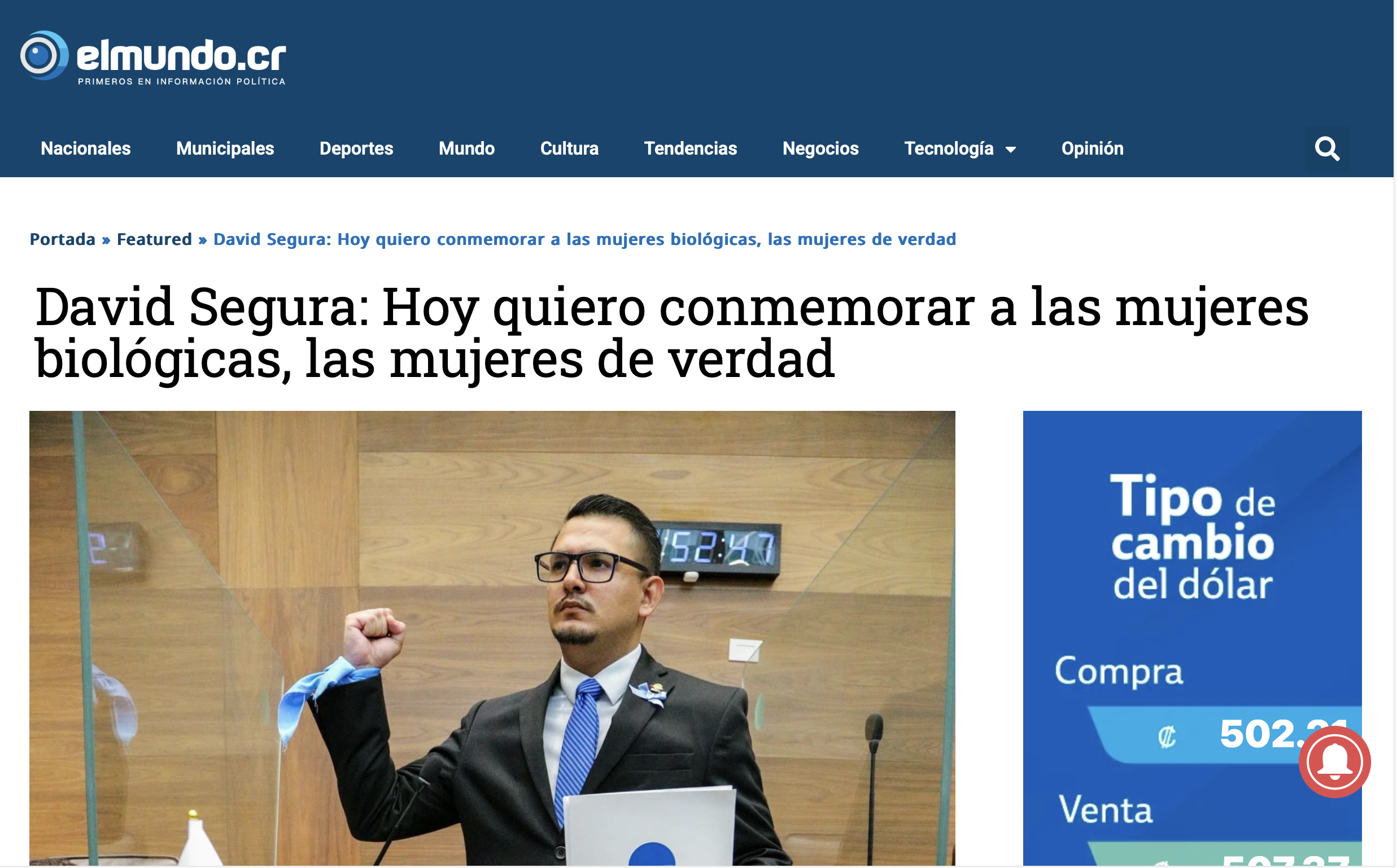 Legislator commemorates biological women, “real women”, on International Women’s Day.