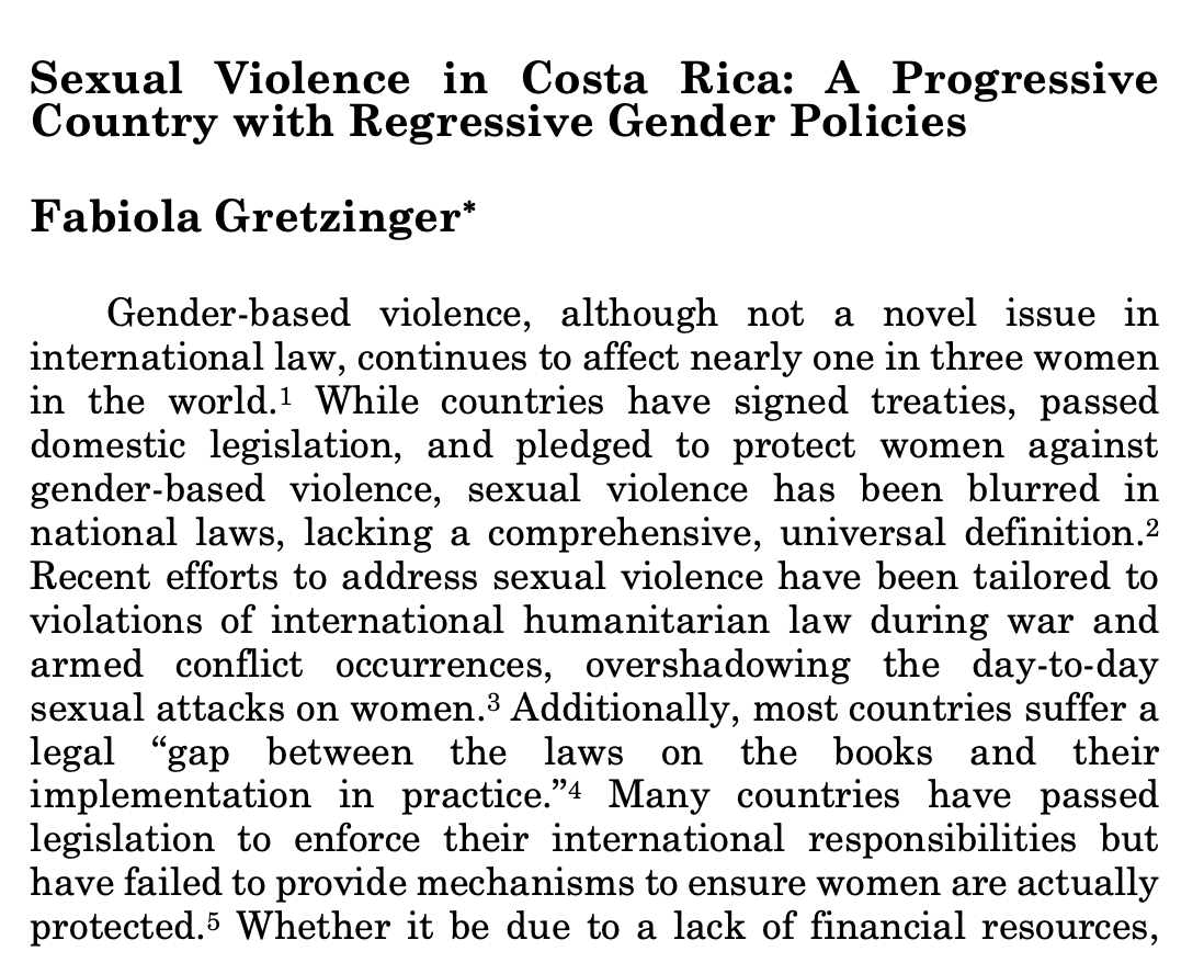 Sexual Violence in Costa Rica: A Progressive Country with Regressive Gender Policies