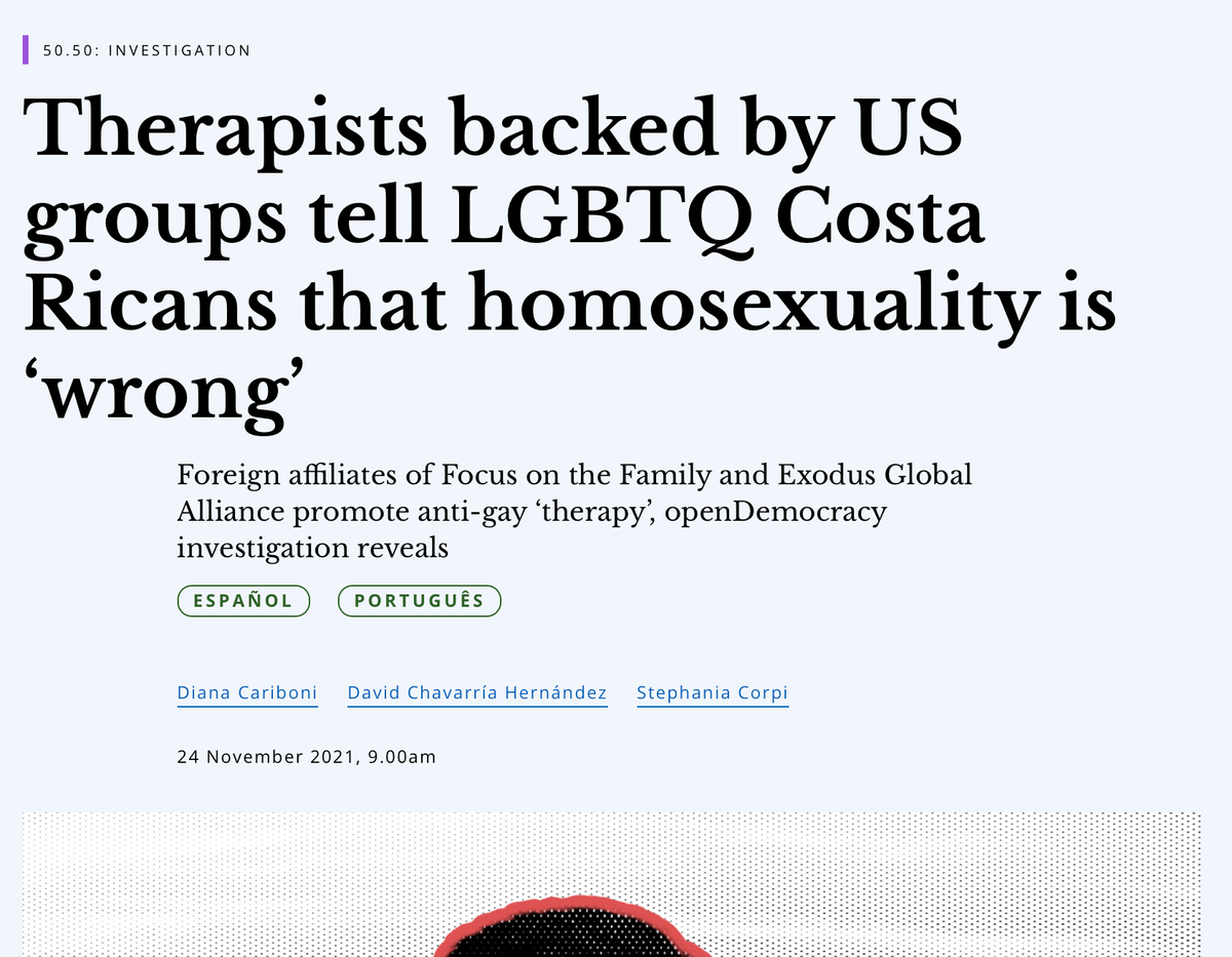Therapists backed by US groups tell LGBTQ Costa Ricans that homosexuality is ‘wrong’.