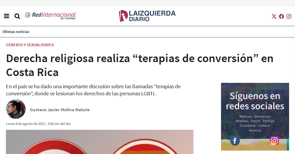 Religious right performs “conversion therapy” in Costa Rica.