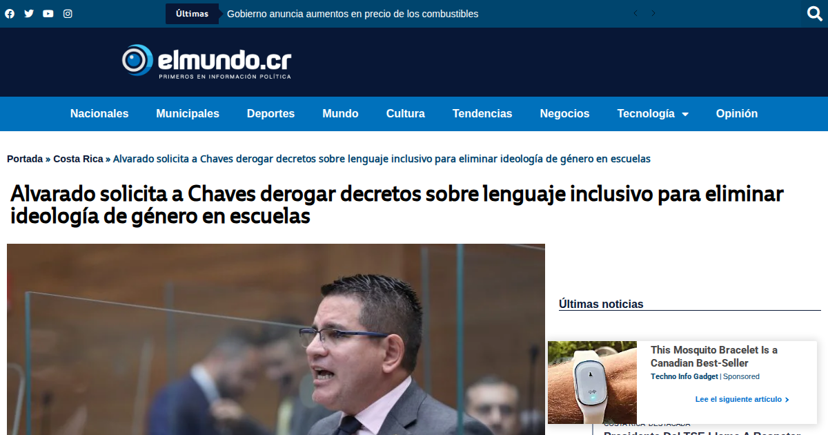 Legislator asks president to derogate executive orders regarding inclusive language in schools.