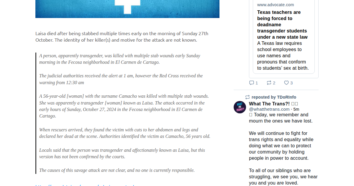 Murder of Laisa Camacho, age 56.
