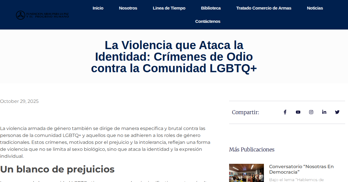 Fundación Arias report: hate crimes against LGBTQ+ community in Costa Rica face data gap and impunity.