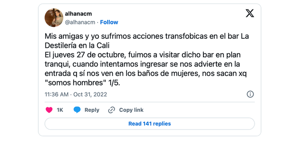 Transwoman attacked at a restaurant in San José.