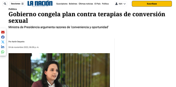 Government freezes plan against conversion therapy.