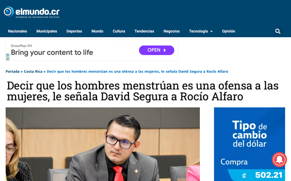 Legislator declares saying that some men menstruate is disrespectful to real women.