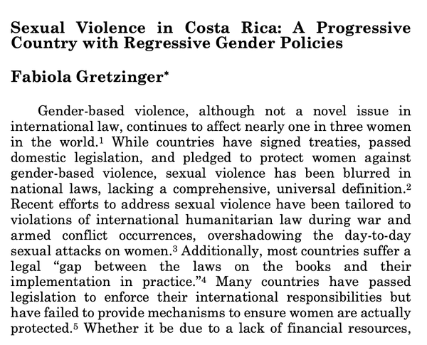 Sexual Violence in Costa Rica: A Progressive Country with Regressive Gender Policies