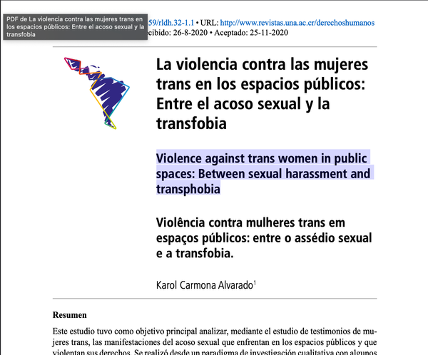 Violence against trans women in public spaces: Between sexual harassment and transphobia.