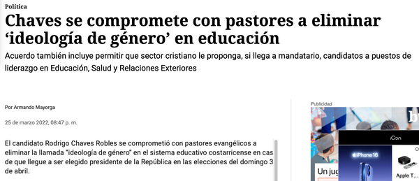 President committed with pastors to eliminate “gender ideology” when he was a candidate.