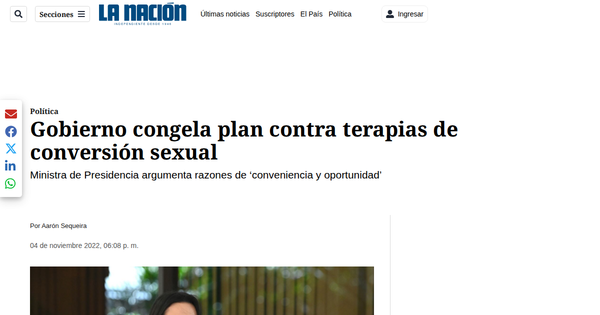 Government freezes plan against conversion therapy.