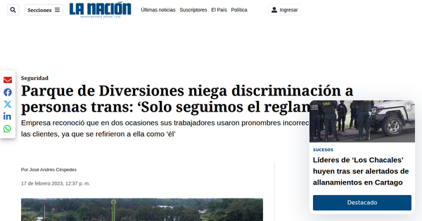 Amusement park denies entrance to transwomen.
