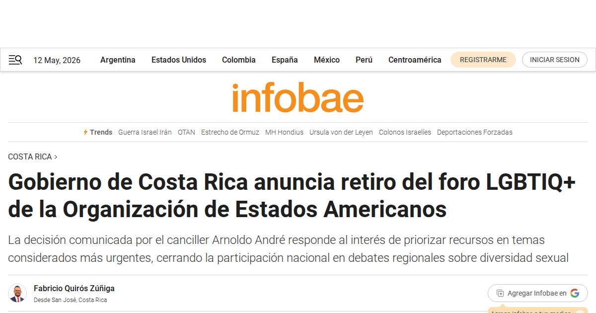 Costa Rica withdraws from OAS LGBTI Core Group.