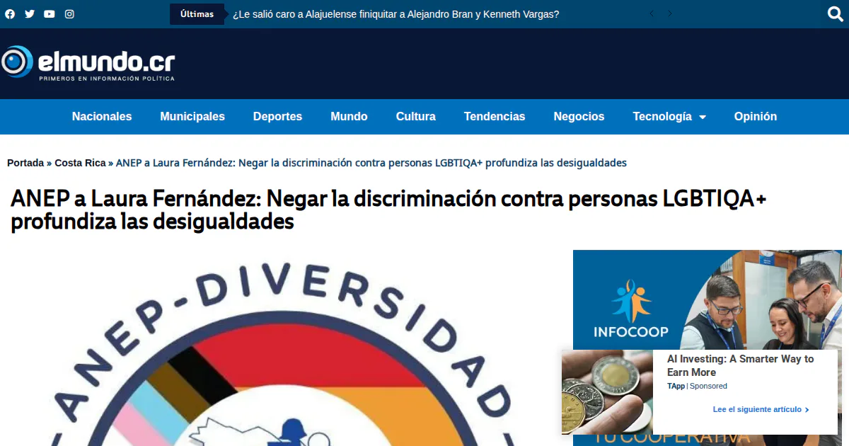 Public employees’ union rejects president’s claim that Costa Rica treats LGBTIQ+ people equally.