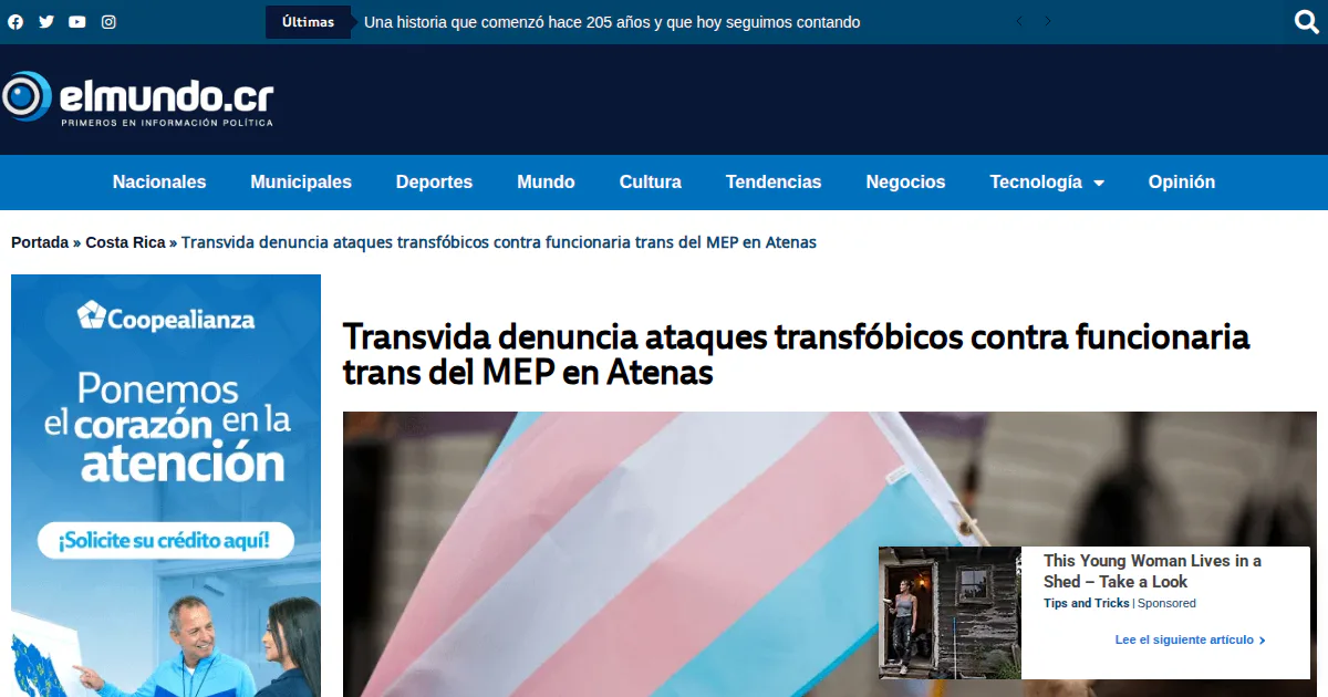 Transvida denounces transphobic attacks against trans education official in Atenas.